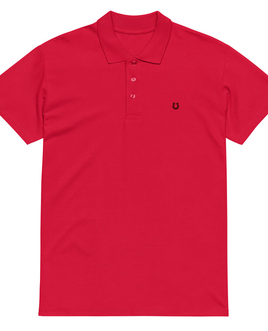 Red Embroidered Piqué Cotton Polo Shirt